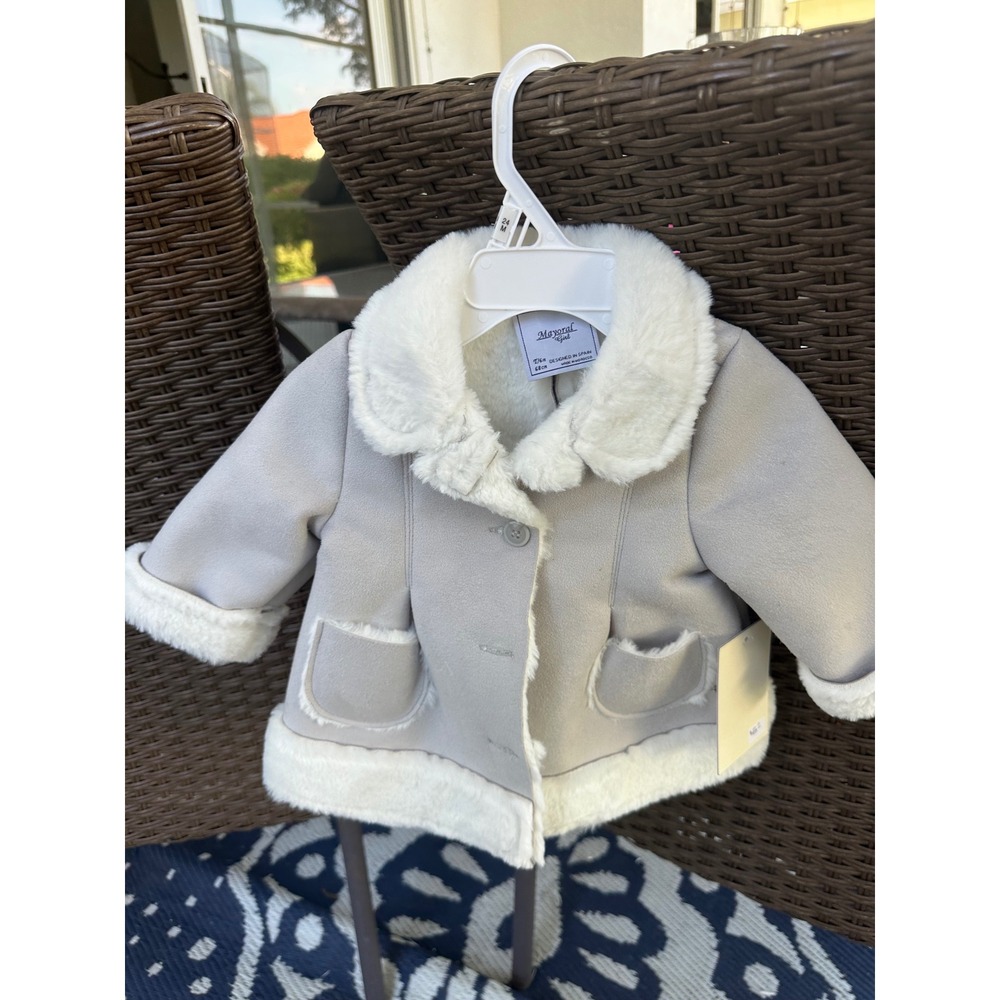 Mayoral‎ Girl Faux Suede Sherpa Lined Jacket Baby 6M
